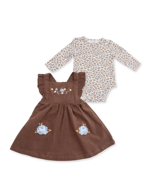 Pinafore Dress & Long Sleeve Bodysuit Set - Hazel Floral