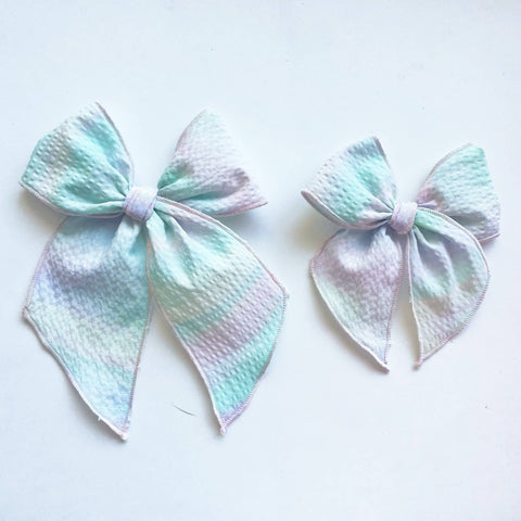 Vintage Pastel Marble Seersucker Elle Bow