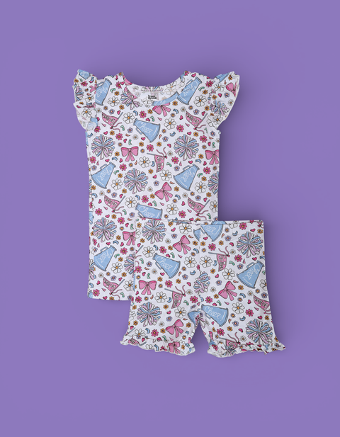 Girls Bamboo Ruffle Short Set - Pom Power