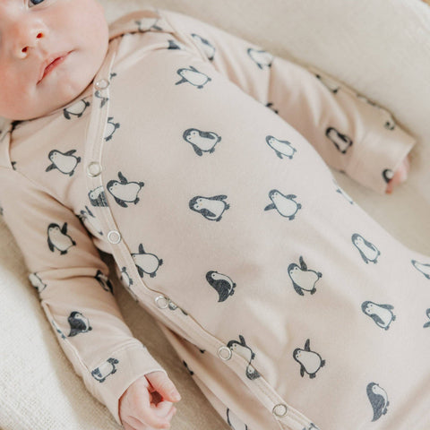 Newborn Knotted Gown - Penguins