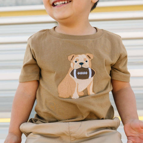 Bulldog Football Patch Short Sleeve T-Shirt for Kids