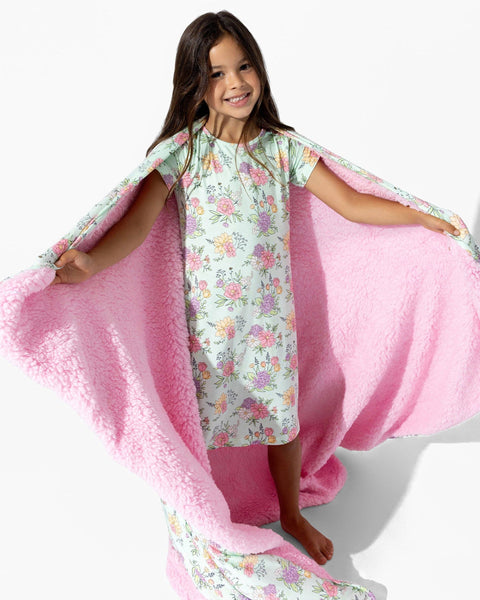 Girls' Short Sleeve Bamboo Dress/Nightgown - Petals & Posies
