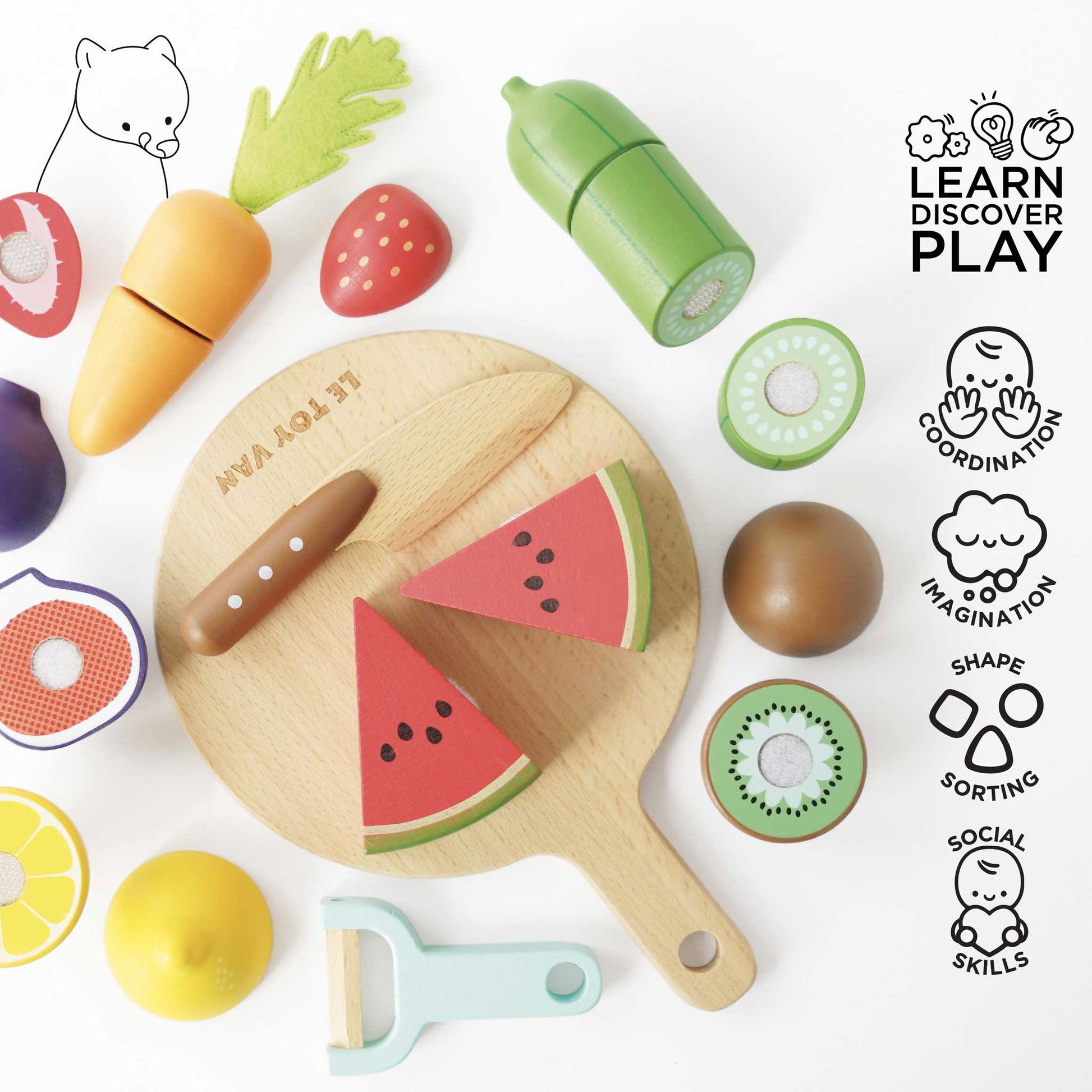 Wooden Chopping Board & Sliceable Play Food - Le Toy Van