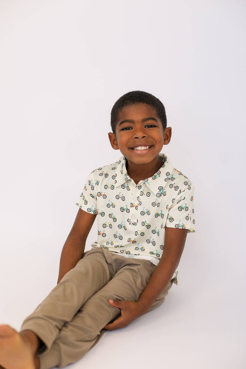 Bike Buddies Bamboo Short Sleeve Polo Shirt for Boys