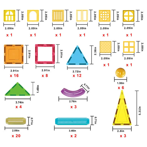 PicassoTiles Magnetic Tile & Sticks Building Set (82 Pieces)