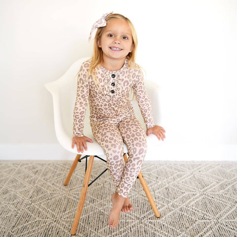 Amari Leopard Ruffle Bamboo Pajama Set