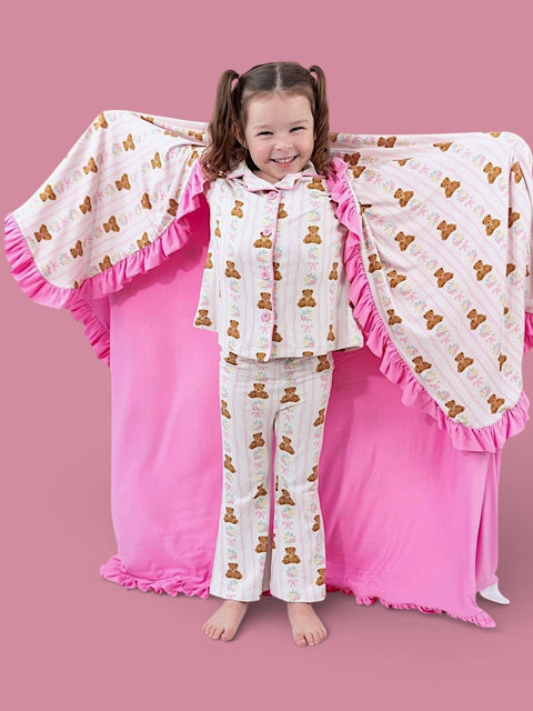 Girls Flare Bamboo Pajama Set - Bear & Blossoms