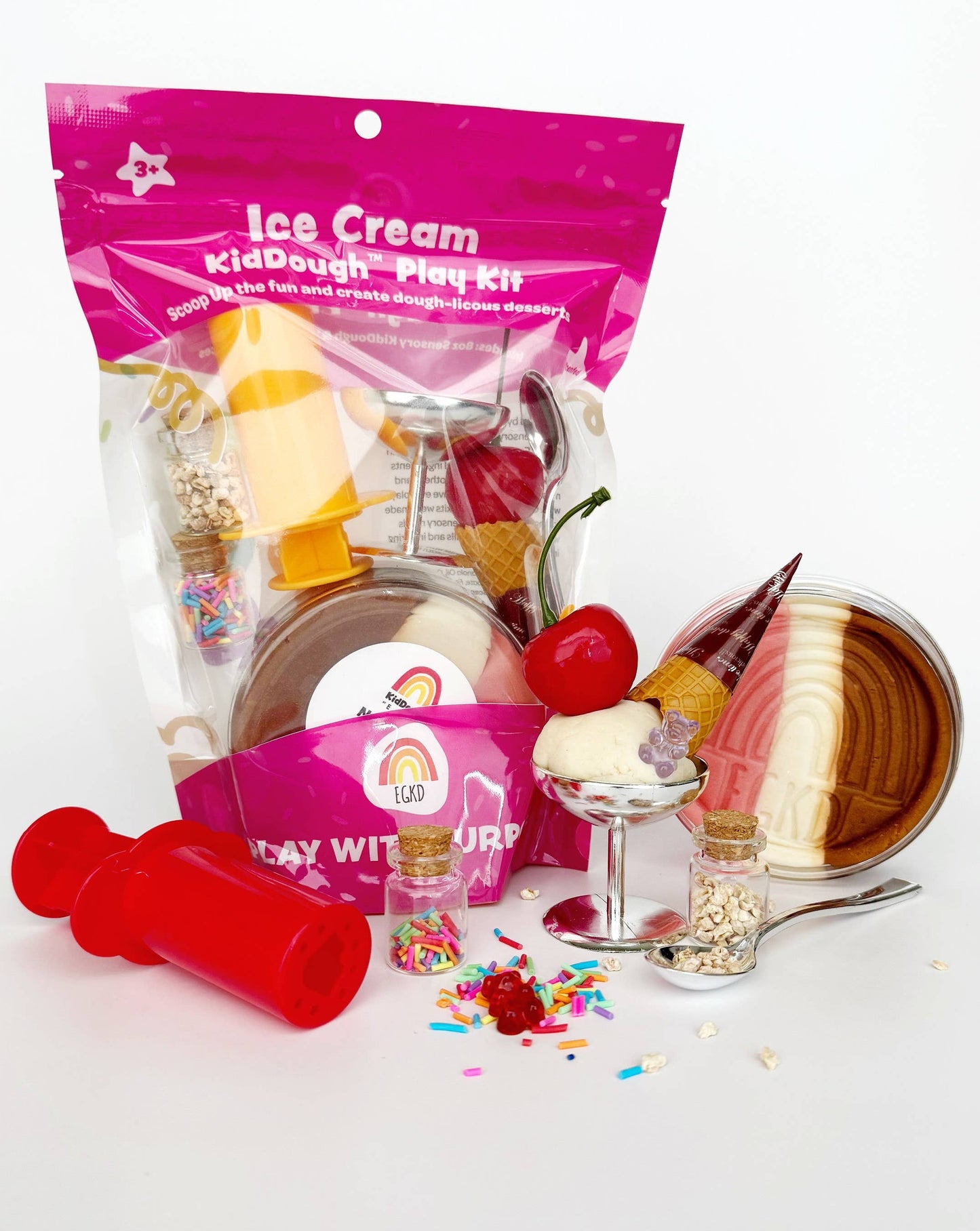 Ice Cream (Neapolitan) Play Dough Kit