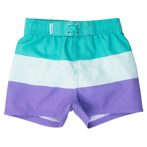 Swim Trunks - Green Purple Colorblock