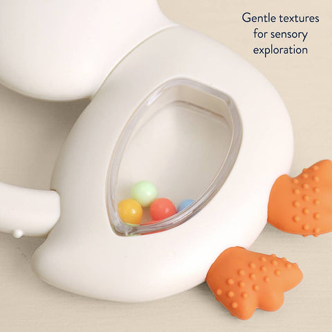 Bitzy Shake™ Silicone Teether with Rattle - Goose