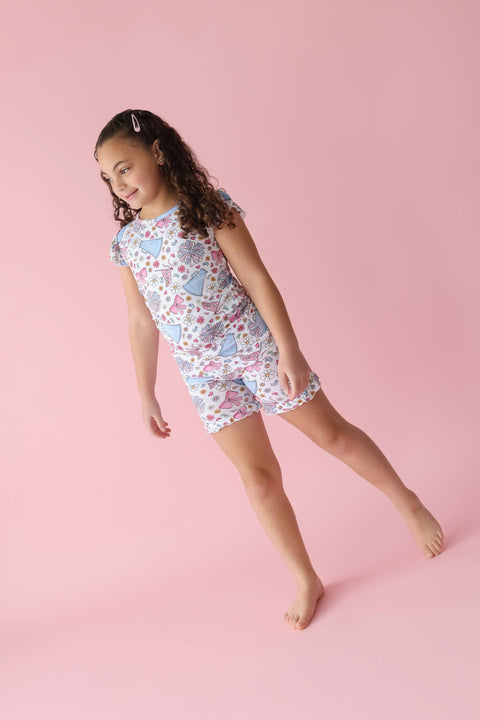 Girls Bamboo Ruffle Short Set - Pom Power