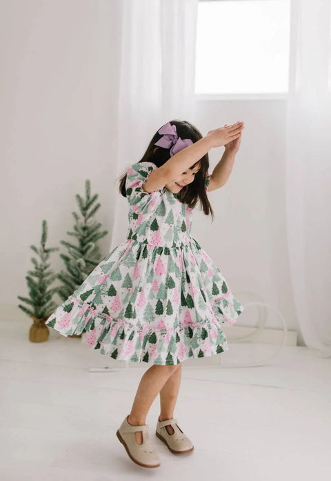 Aura Poplin Dress - Christmas Tree