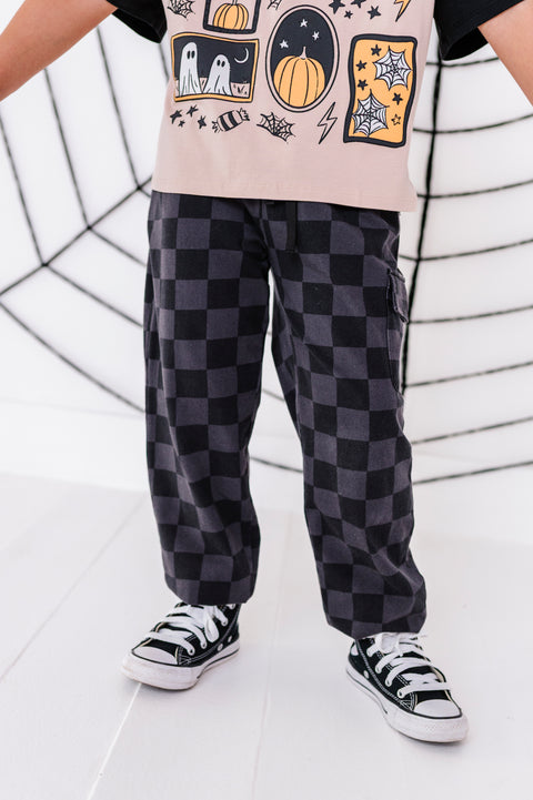 Distressed Checker Cargo Sweatpants for Kids