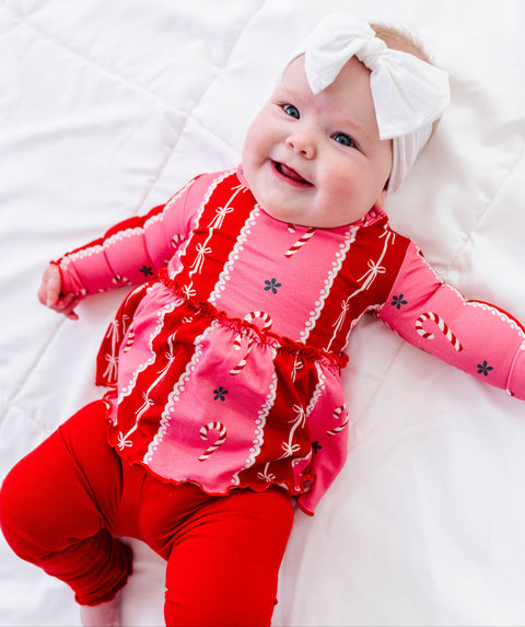 Candy Cane Stripes Bamboo Peplum Set for Girls