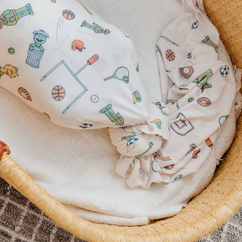 Knit Swaddle Blanket - Sesame Street Varsity Friends