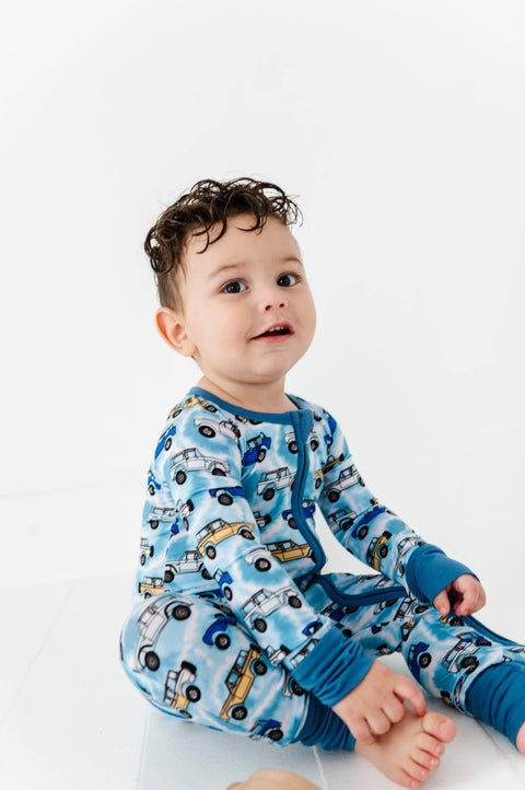 Tie-Dye Trucks Bamboo Convertible Footie for Baby Boys