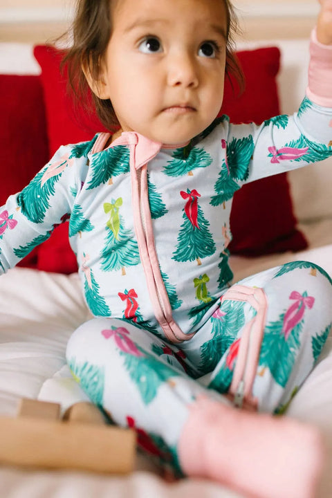 Trim The Tree Baby Bamboo Zip Pajama