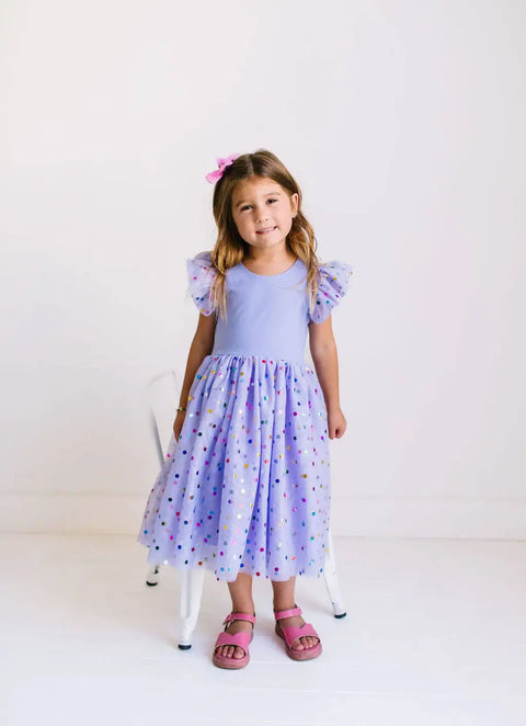 Olivia Dress - Purple Confetti