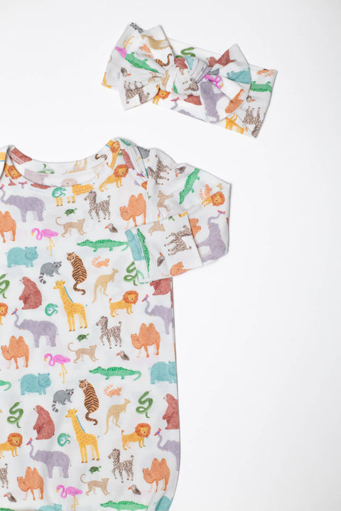 Zoo Crew Bamboo Knotted Infant Gown