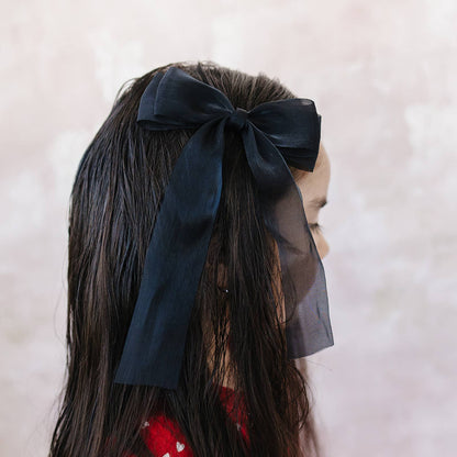 Sheer Black Organza Hair Bow 