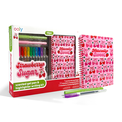 Strawberry Sugar Scented Gel Pen & Highlighter Writing Kit - 15 PC Set