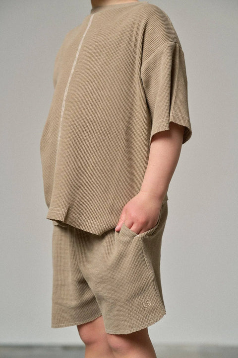 Acid Wash Waffle Tee - Mushroom