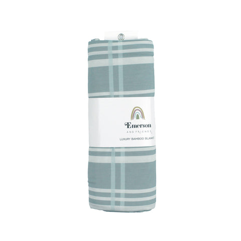 Blue Plaid Luxury Bamboo Blanket