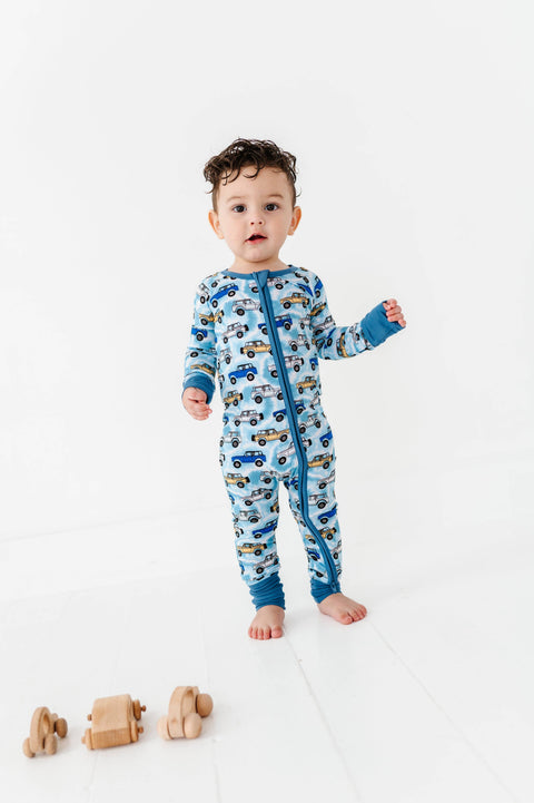 Tie-Dye Trucks Bamboo Convertible Footie for Baby Boys
