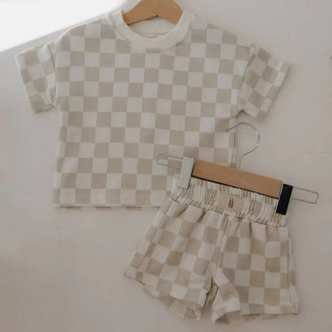 French Terry Short Set | Checkerboard