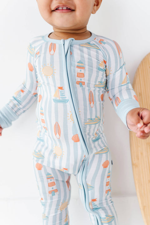 Blue Boardwalk Buddies Bamboo Convertible Footie for Babies