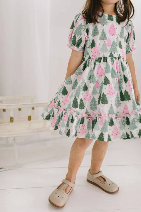 Aura Poplin Dress - Christmas Tree
