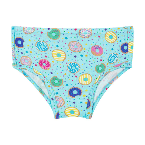 Girls Bamboo Undies - Turquoise Donuts