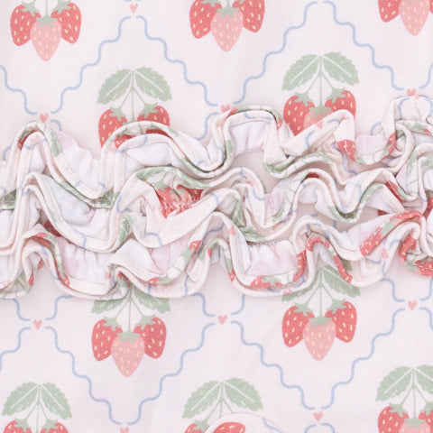 2 Way Ruffle Back Zipper Footie - Sweet Strawberries