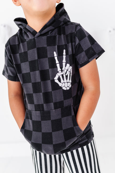 Distressed Checker Hooded T-Shirt for Kids