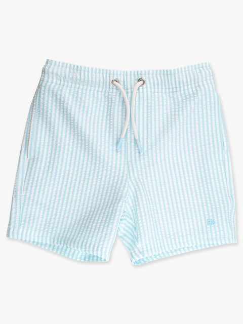 Boys Seersucker Performance Hybrid Swim Trunks - Blue Breeze