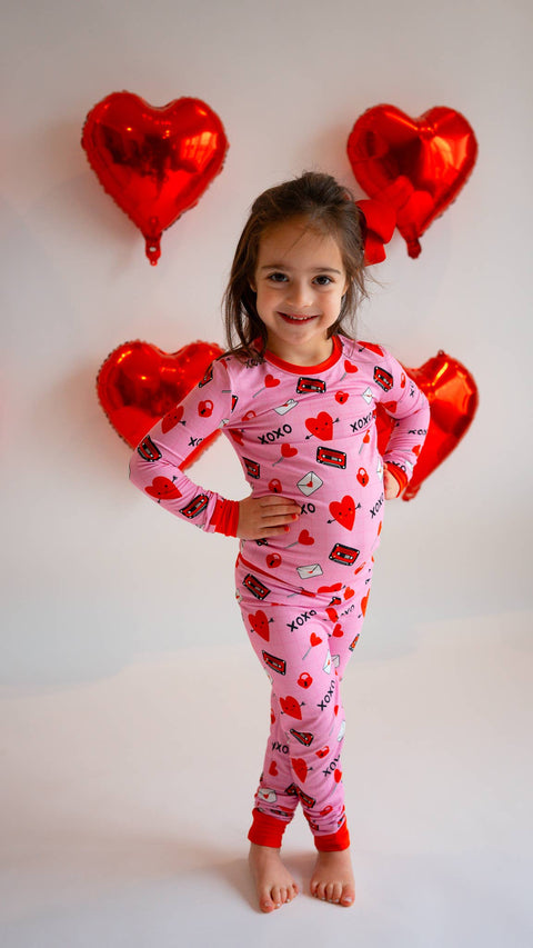 Valentine's Day Love Letters Bamboo Pajama Set for Kids
