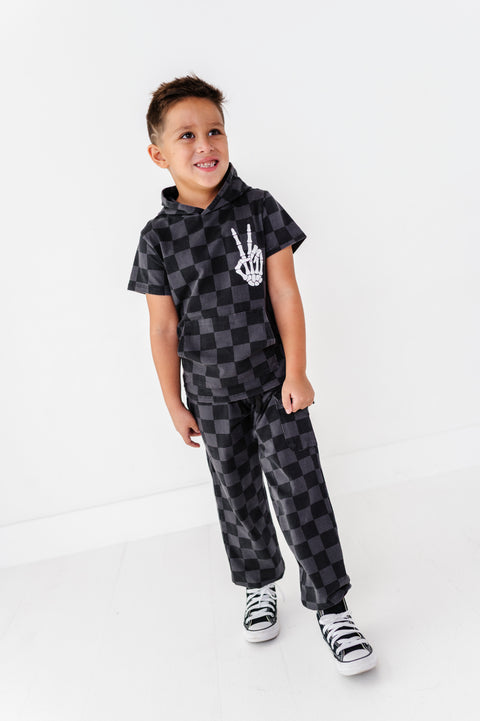 Distressed Checker Cargo Sweatpants for Kids
