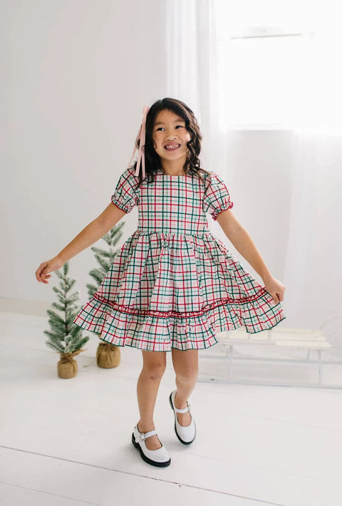 Aura Poplin Dress - Holiday Plaid