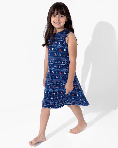 Girls' Sleeveless Bamboo Dress/Nightgown - Sail Away Fair Isle