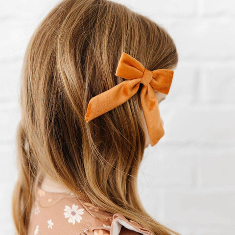 Spice Velvet Coquette Girls Hair Bow Clip
