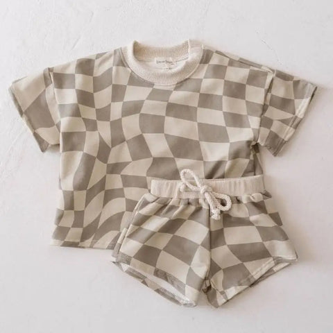 Short Set | Wavy Checkerboard