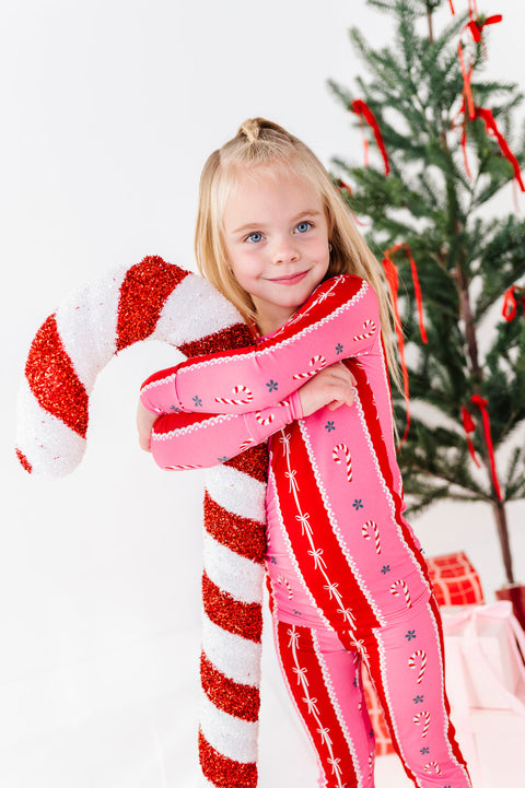 Candy Cane Stripe Bamboo Pajama Set for Kids