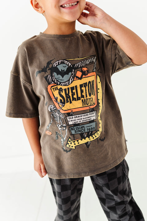 Skeleton Motel Halloween T-Shirt for Kids