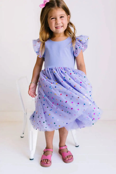 Olivia Dress - Purple Confetti