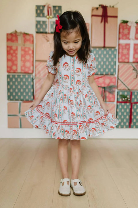 Aura Poplin Dress in Vintage Santa