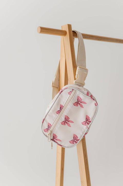 Girls Mini Belt Bag in Rose Elegance Bows