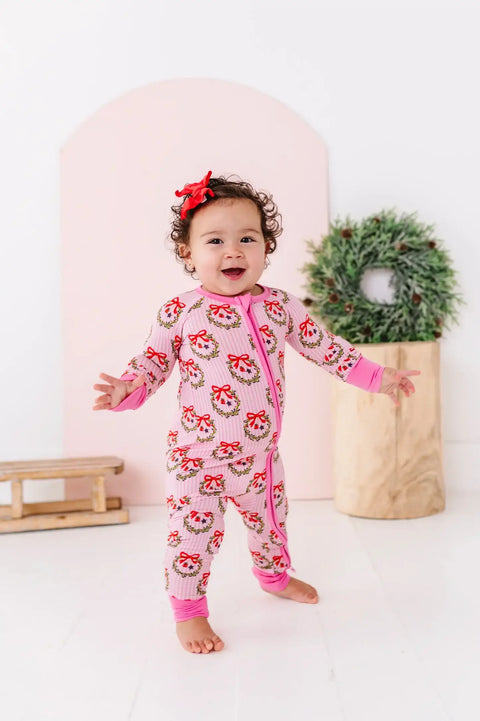 Pink Wreaths Convertible Footies