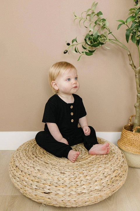 White Bamboo Henley Romper