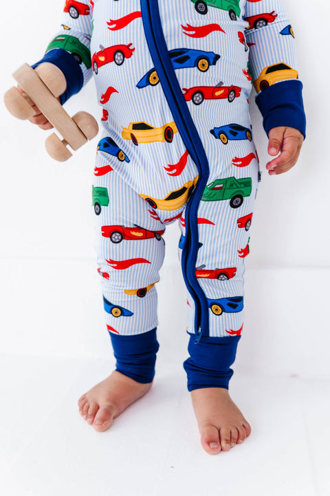 Racing Stripes Bamboo Convertible Footie for Babies