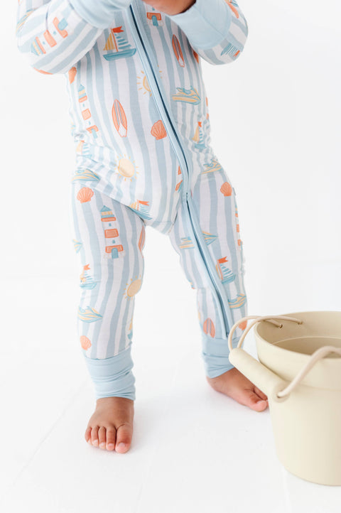 Blue Boardwalk Buddies Bamboo Convertible Footie for Babies